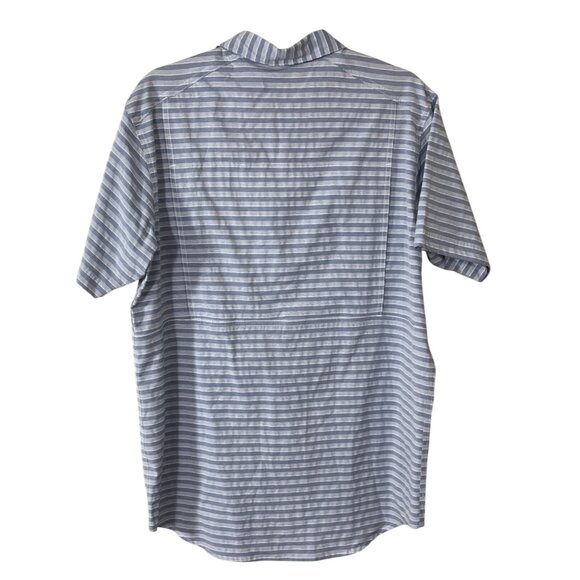 Columbia Men's Button Front Shirt Twisted Creek Size M Medium Blue White Stripe - Picture 2 of 7